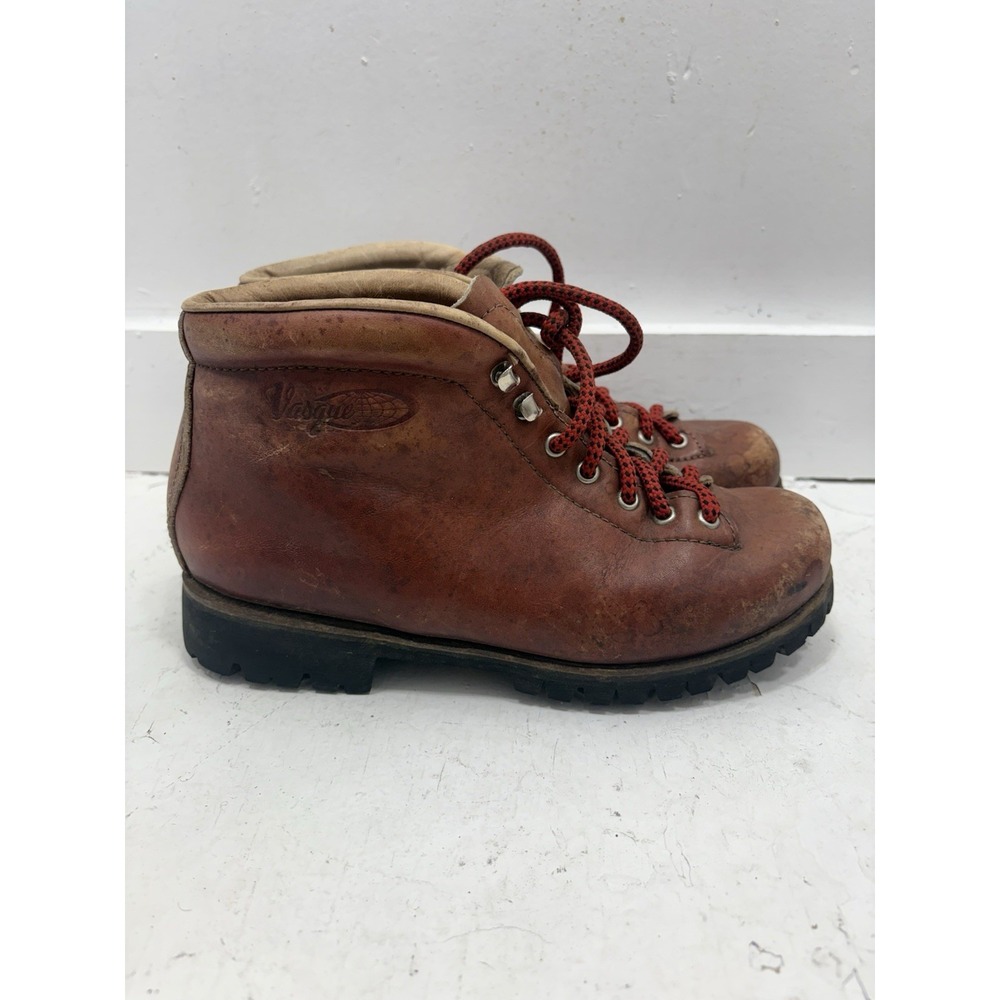 Vintage Vasque Highlander Cowhide Leather Hiking Boots Women's Size 8 M Red